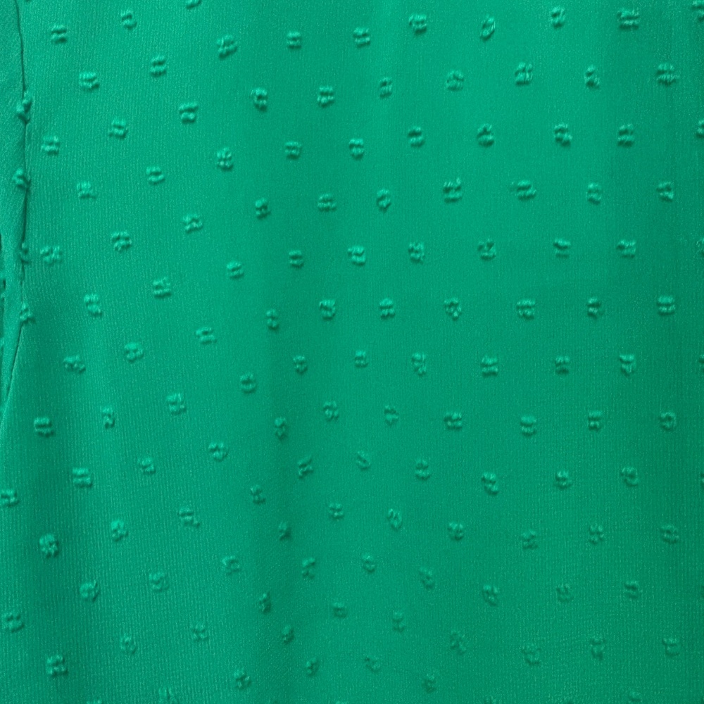 J. Crew Factory Swiss Dot Cold Shoulder Sheer Green Top - KL - Picture 3 of 6